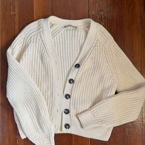 Everlane Off-White Button-Up Cardigan